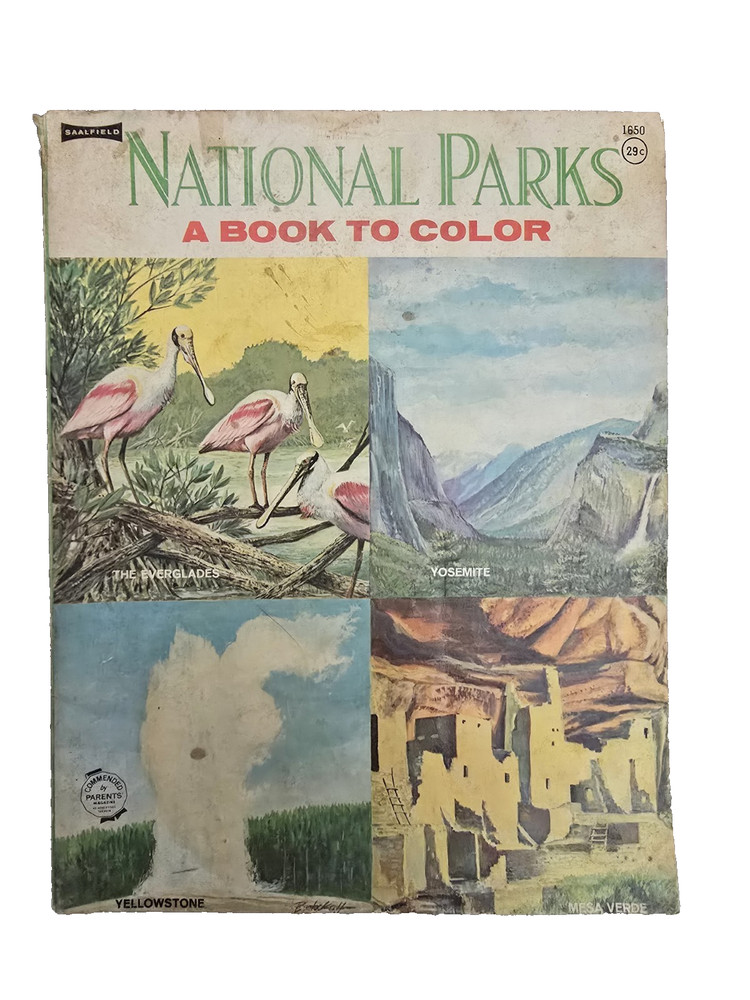 Vintage 1965 Saalfield Artcraft National Parks Coloring Book Burlockott USA Rare