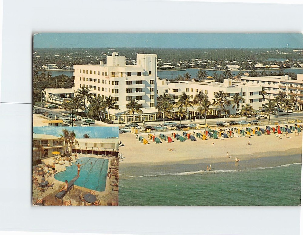 Postcard Aerial View of Lauderdale Beach Hotel Fort Lauderdale Florida USA