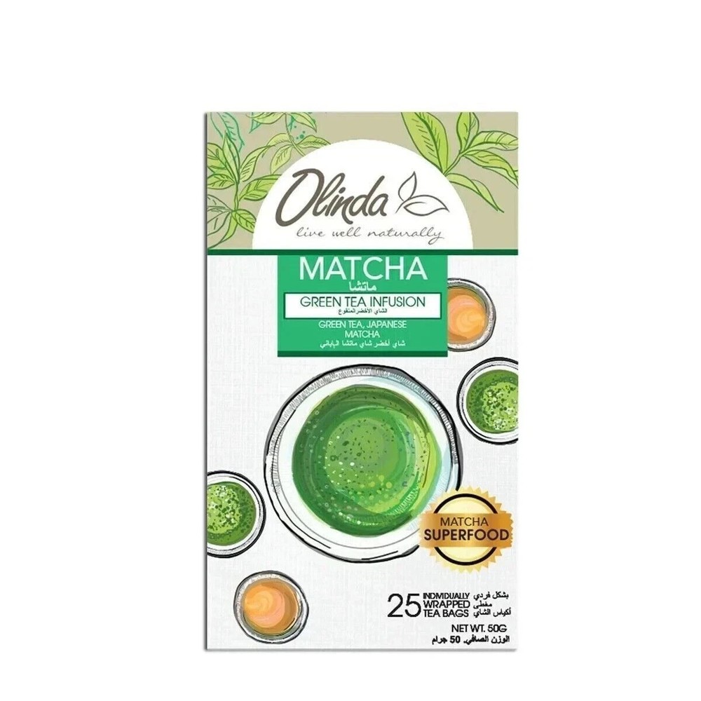 Olinda Matcha Green Tea Infusion 25 Tea Bags Free Global Shipping