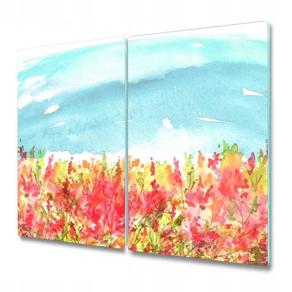 Glass Worktop Saver Watercolour Flowering Meadow Abstract Nature 2x30x52