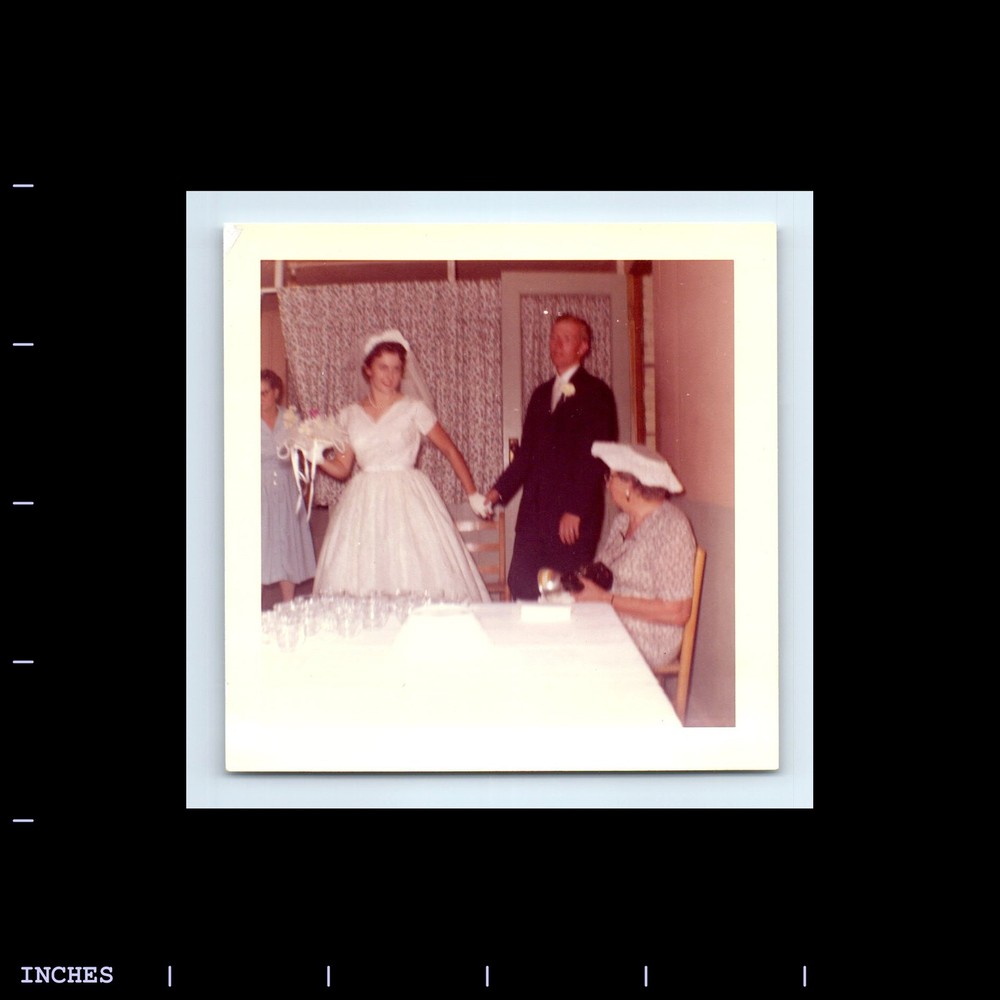 Square Color Photo MAN WOMAN BRIDE GROOM WEDDING DRESS 1959