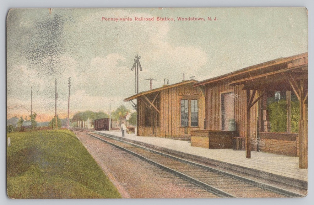 Pennsylvania Railroad Station Woodstown New Jersey NJ 1910 Antique Postcard