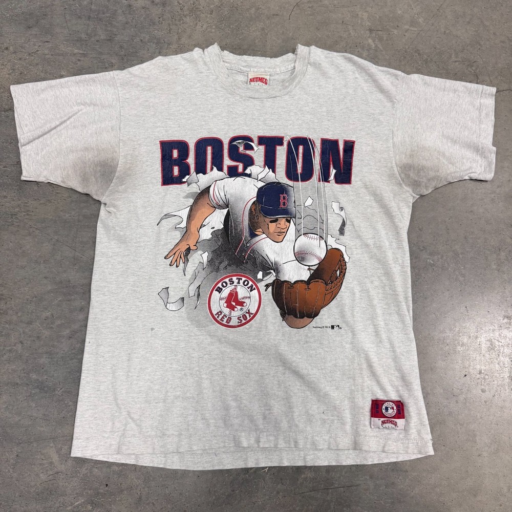 Vintage 90s Nutmeg Boston Red Sox MLB Breakthrough Baseball T-Shirt Sz XL Gray