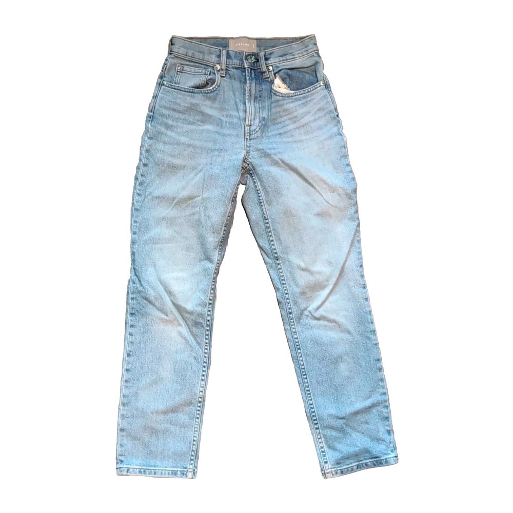 Everlane High Rise Straight Jeans Womens 24 Regular 100% Cotton Button Fly