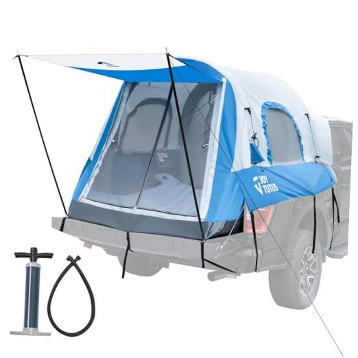 Inflatable Truck Bed Tent for 5.5-6.5FT Pickups with Awning in Grey Blue