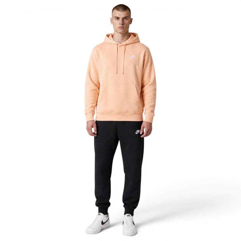 Nike Club Fleece 2 PC Sweatsuit Men's Size 2XL Peach/Black Tracksuit Set NWT