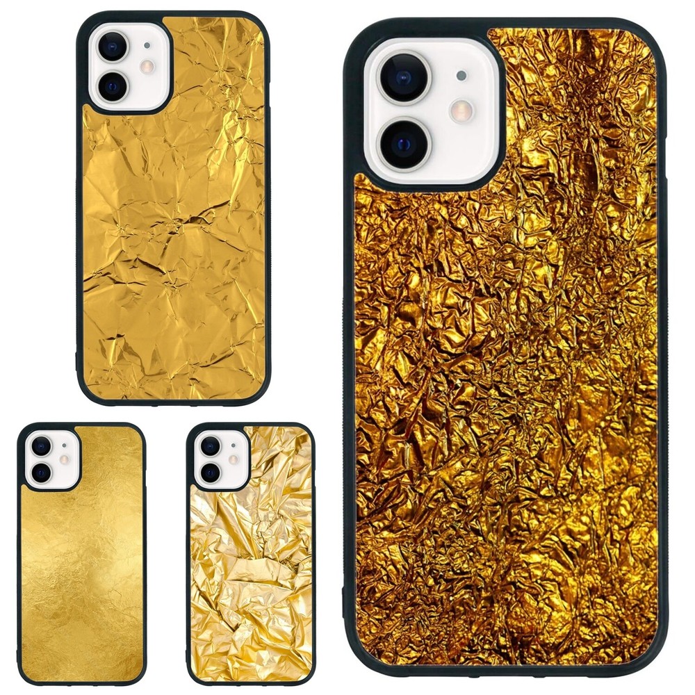 Foil Textures Metallic Gold Case Friendly For iPhone XS XR 6 7 8 Plus SE 2nd 3rd