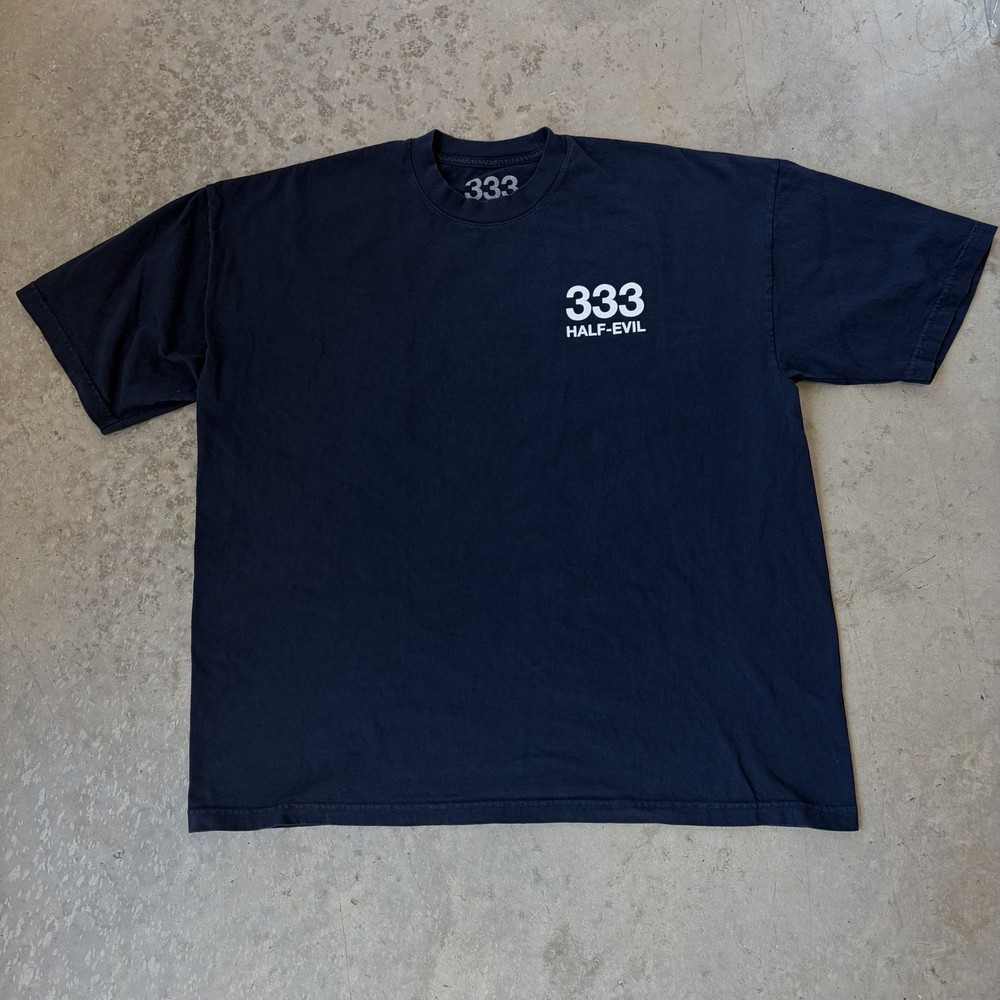 333 Half Evil Classic Logo Heavyweight Tee Graphic T-Shirt Blue Men’s XXL 2XL
