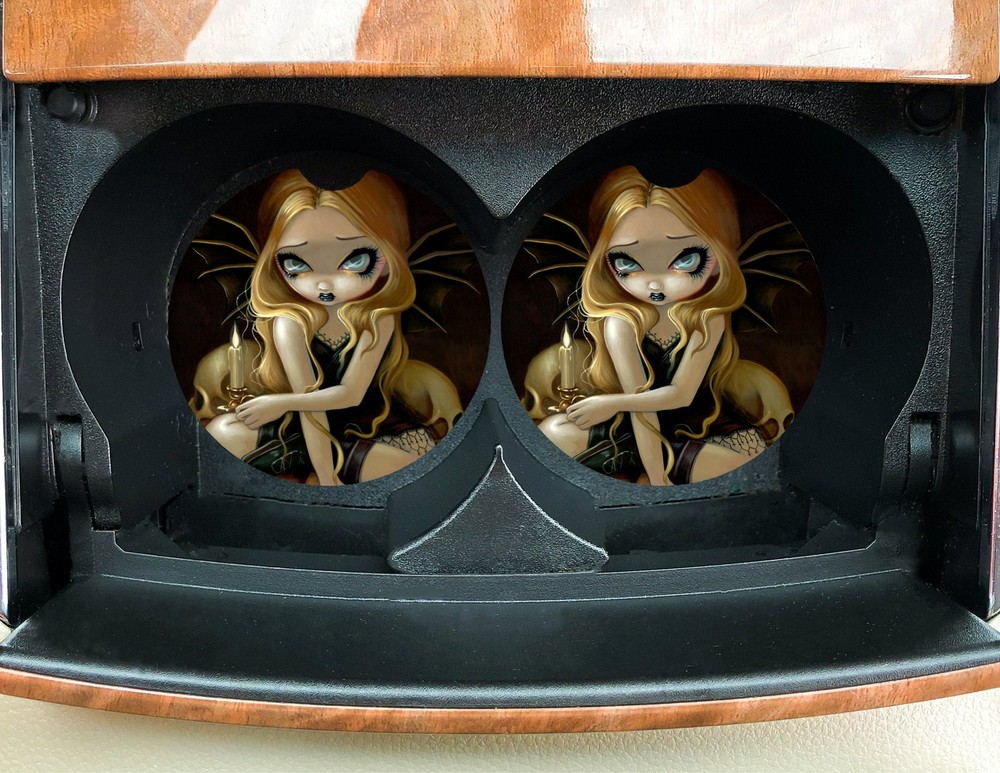 Car Coasters - Candle in the Dark -Vampire Fairy- Gothic Decor- Macabre Jasmine