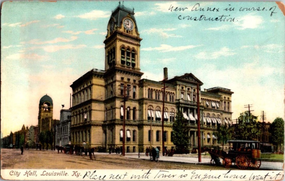 Divided Back CITY HALL SCENE Louisville Kentucky KY m/14 BJ8459