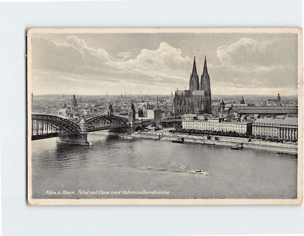 Postcard Cologne Cathedral Rhine River Cologne Germany
