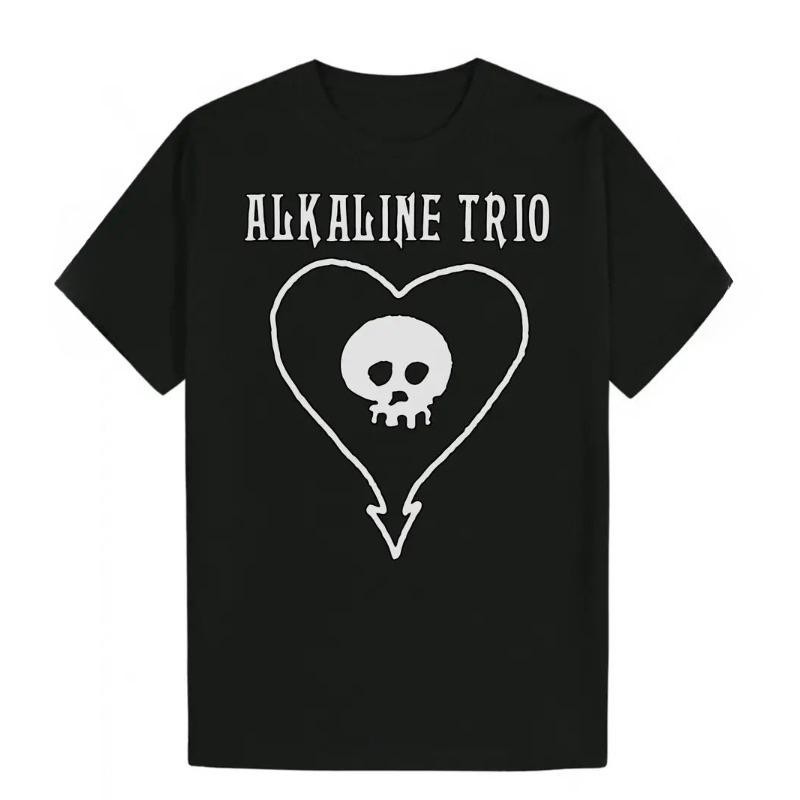 Men'S Casual Crew Neck T-Shirt with ALkaline Trio Heart Skull Graphic Print Tee