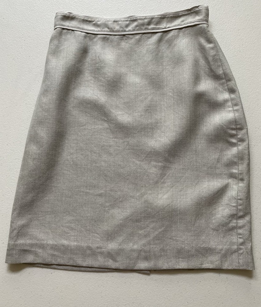 Brooks Brothers Loro Piana Wool Linen Silk Pencil Skirt Beige Gray Petite 4P