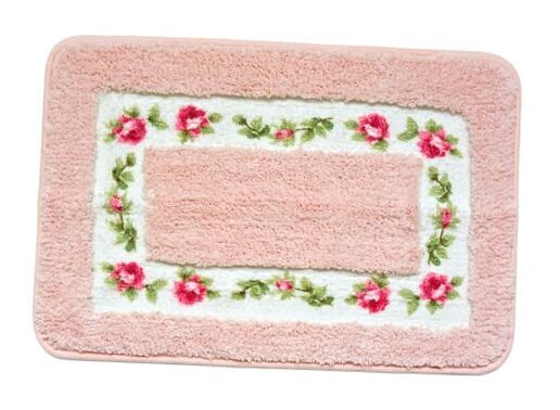 QMEAKMONY Bathroom Rugs with Romantic Rose Flower Soft 17.7x29.5 Inch Pink