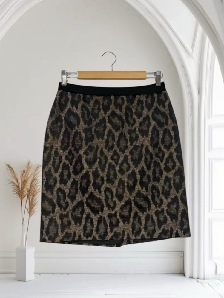 Ann Taylor Womens Metallic Animal Print Pencil Skirt Size 2 $118
