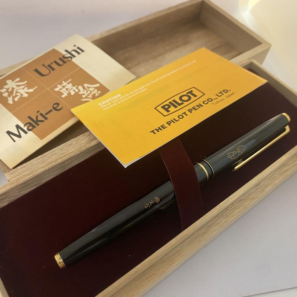 Fountain Pen Pilot Crane Makie Lacquer Thickness F Nib K14 Rare Box Included