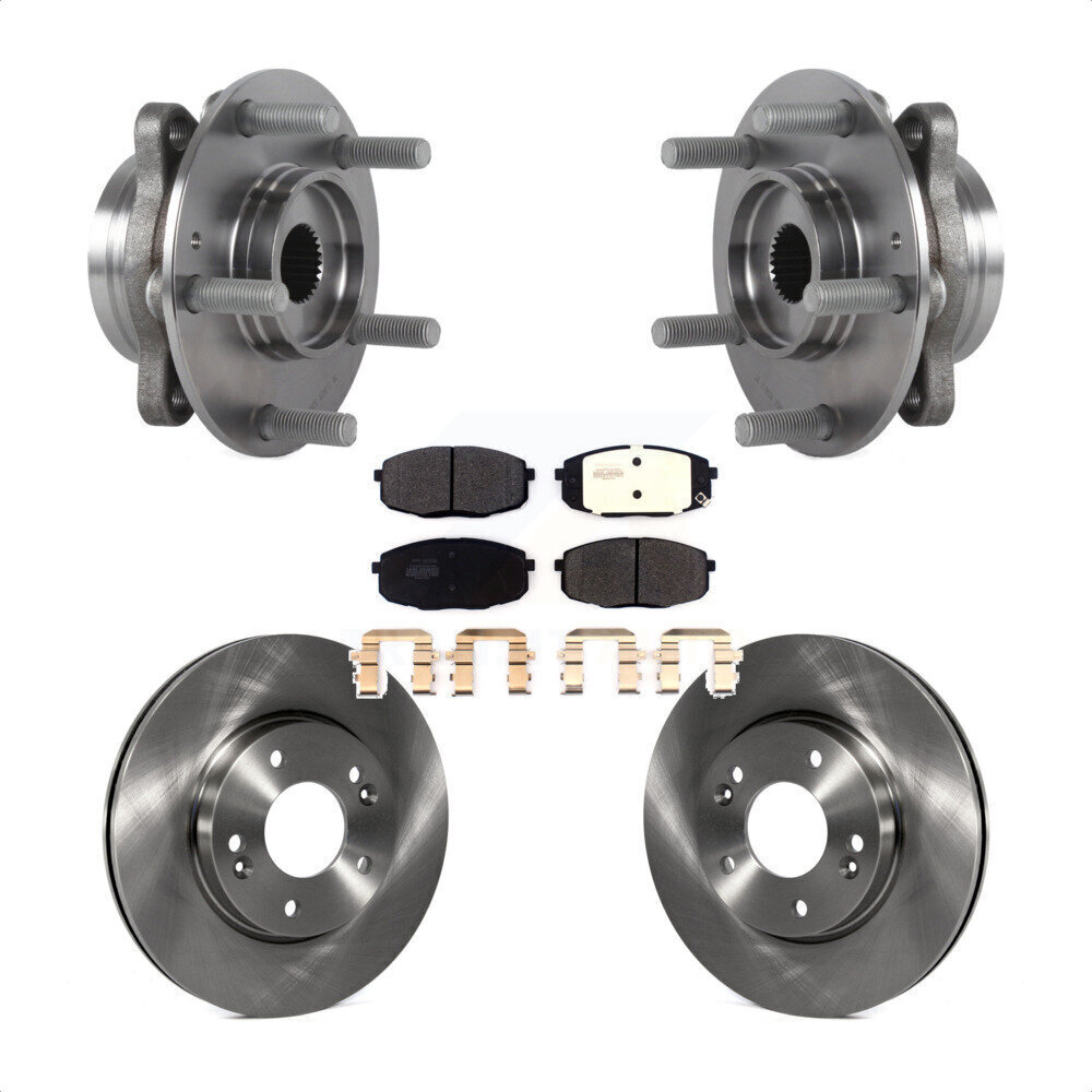 Front Hub Bearing Brake Rotor Pad Kit for Kia Forte Hyundai Elantra GT