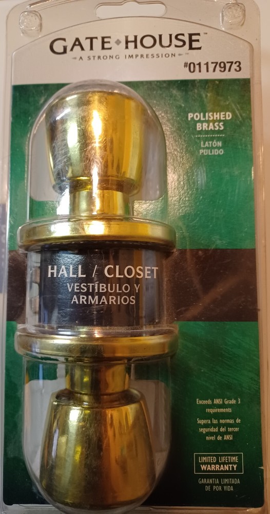 Gatehouse Hall / Closet Door Knob Kit Polished Brass PN# 0117973