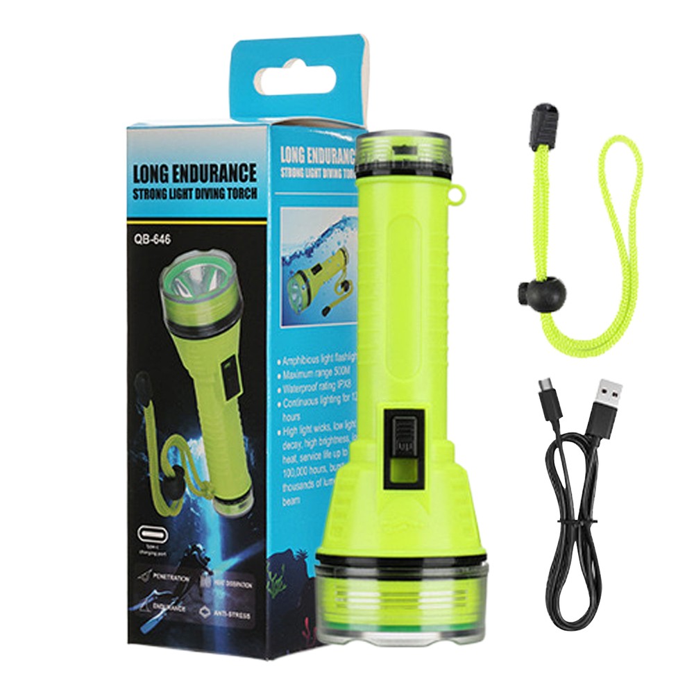 LED Diving Flashlight Torch 200M Underwater Scuba Lantern Light With Strap