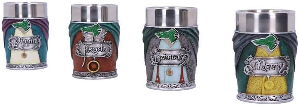 Lord of the Rings Shot Glass Set of 3, Featuring Hobbits Frodo, Samwise, Pippin,