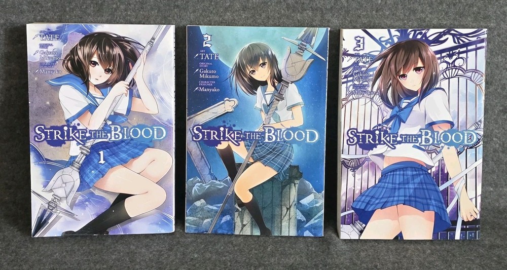 Strike the Blood Volume 1 2 3 Manga Light Novel Lot Paperback Gakuto Mikumo