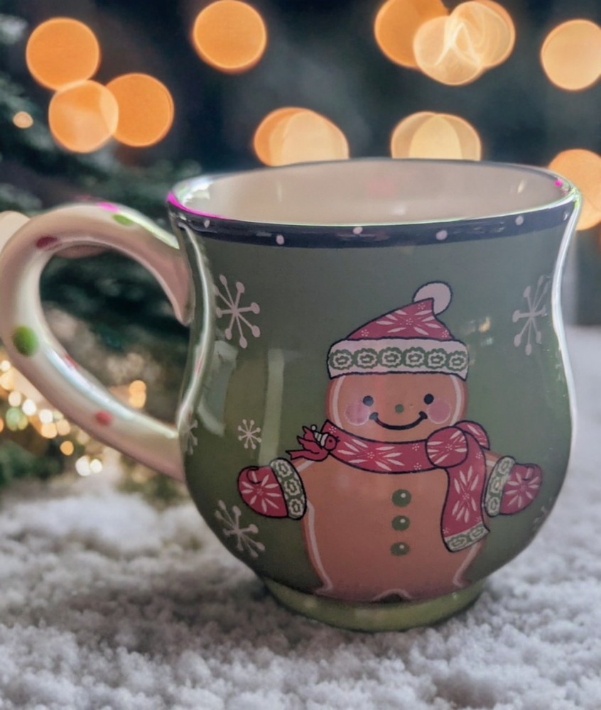 Temp-Tations By Tara Winter Whimsy Christmas Green Gingerbread Mug 14oz