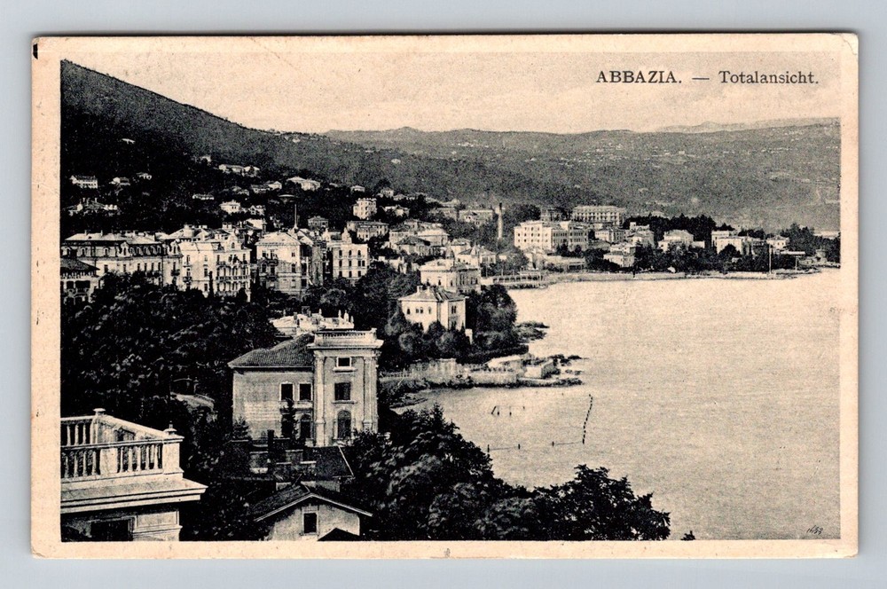 Croatia- Abbazia Waterfront Villa Amalia Postal Old Card View Vintage Postcard