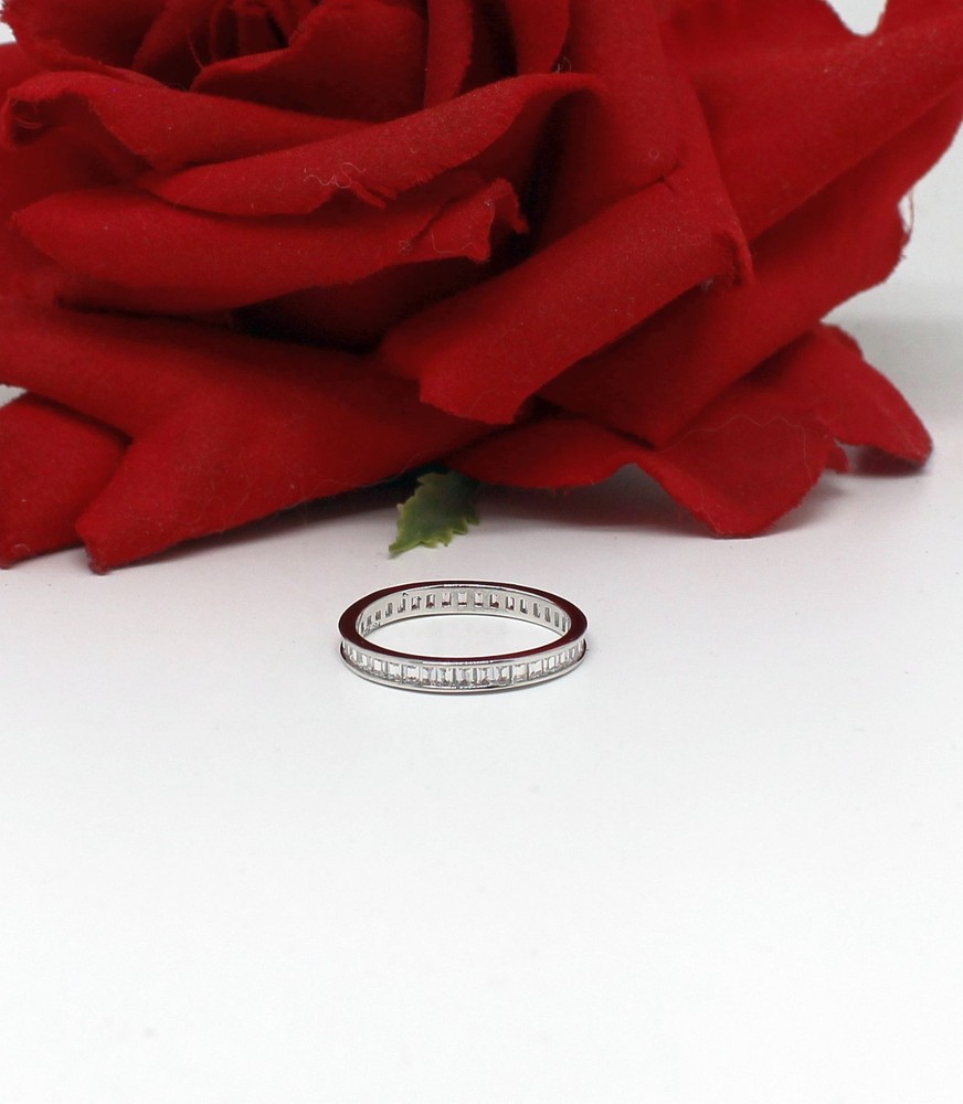Sterling Silver JTV NWOT  CZ Eternity   Band Ring Size 10 1.99g  CAT RESCUE