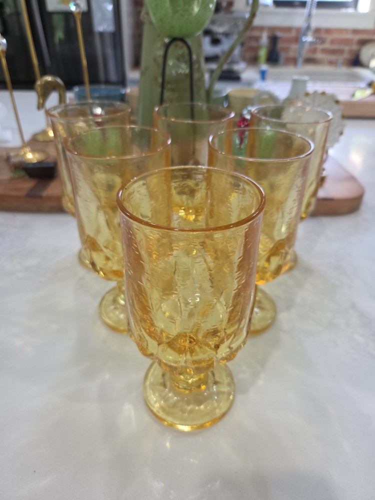 Set of 6 Vintage Tiffin Franciscan Cabaret Cornsilk Yellow Footed Goblet Glasses