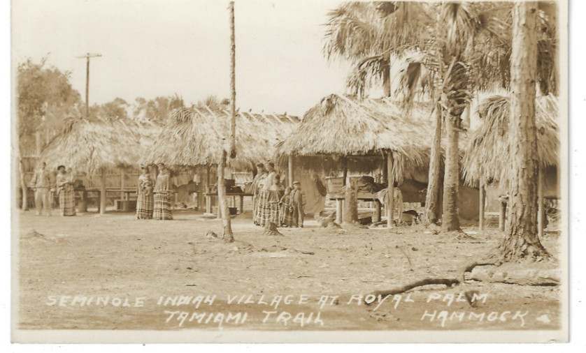 1920s-30s Florida RPPC Seminole Indian Village Royal Palm Hammock Tamiami Trail