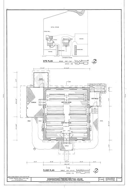 Photo:Downingtown PA Friends Meeting House 1900s Floor Plan Site Plan HABS