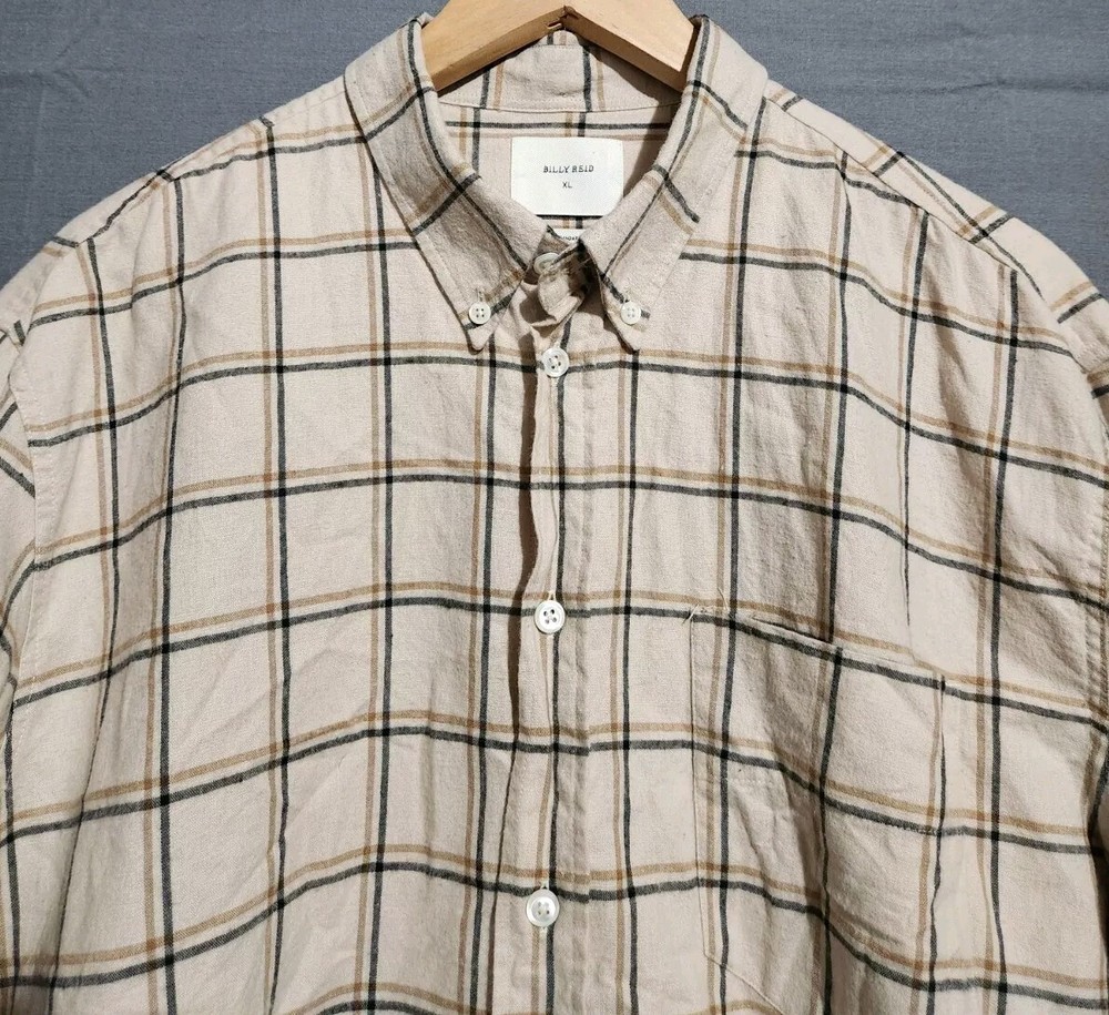 Billy Reid Shirt Men XL Standard Linen Blend Lightweight Check Flannel Huckberry