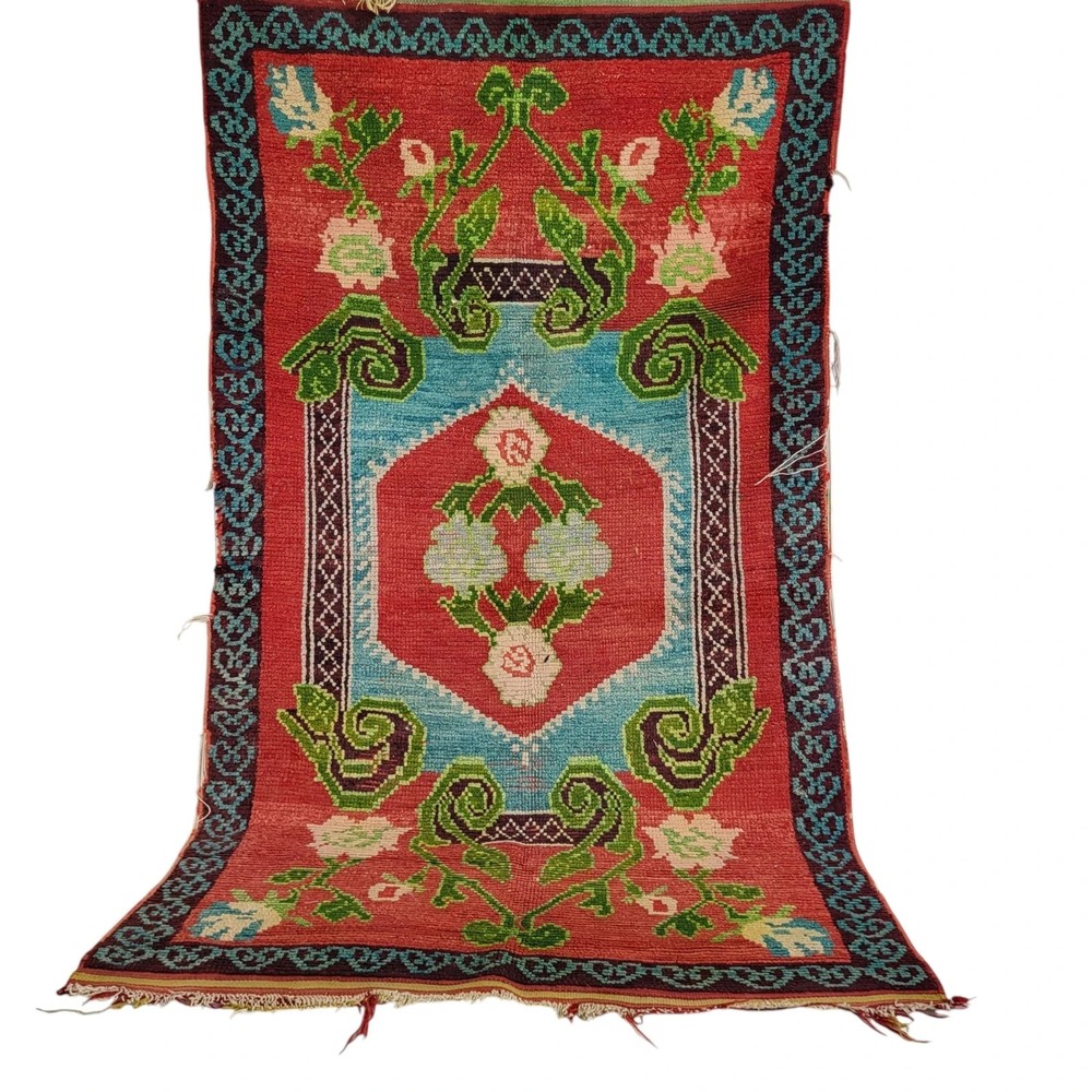 Monumental Vintage Moroccan 100% Wool Rug Hand-Knotted Berber Masterpiece Carpet