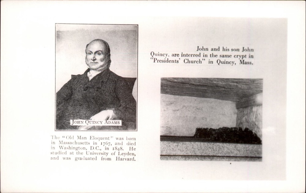 RPPC John Quincy Adams Quincy Massachusetts vintage postcard c634