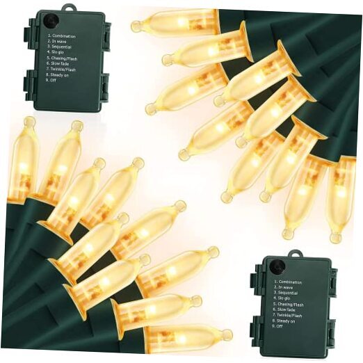 17ft 50 LED Warm White Battery Operated Christmas Lights 2 Pack