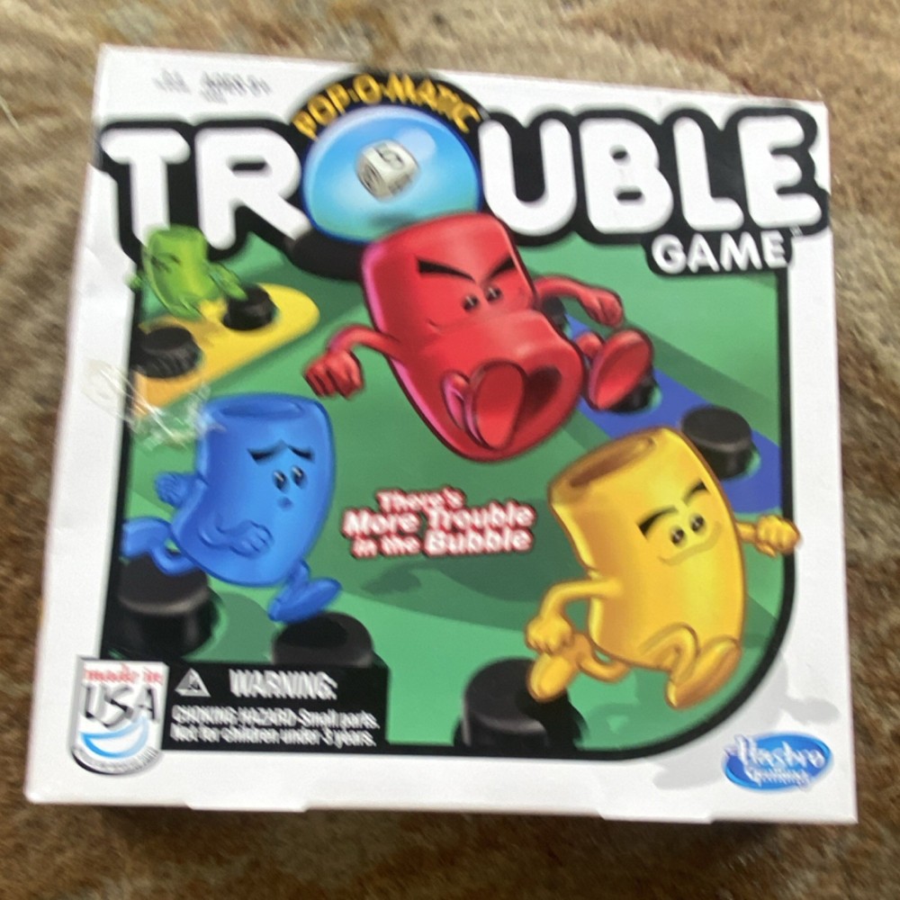 Hasbro Trouble Pop-O-Matic Complete Board Game Strategy Theme 2+ Players Ages 5+