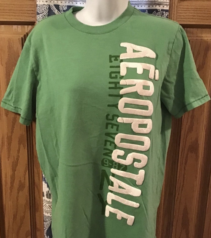 Aeropostale Green Graphic Logo Crew Neck Cotton Knit Men's T-Shirt Size S