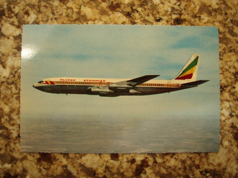 Ethiopian Airlines Boeing 707 in Flight Postcard