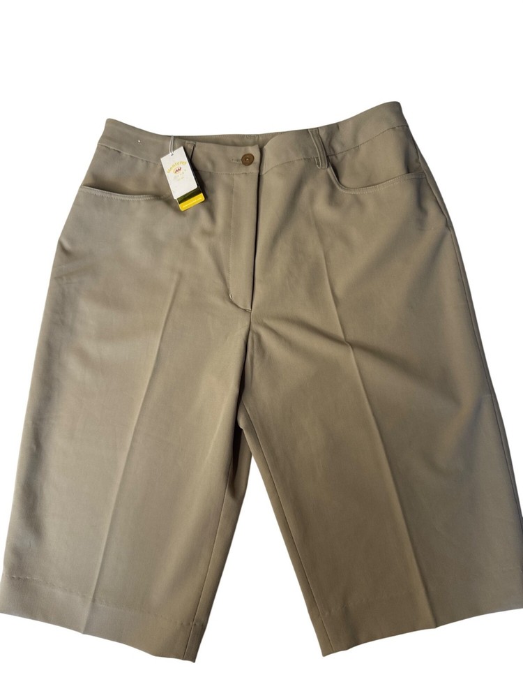 Monterey Club Womens Khaki Bermuda Shorts Size 4 Polyester Blend NWT