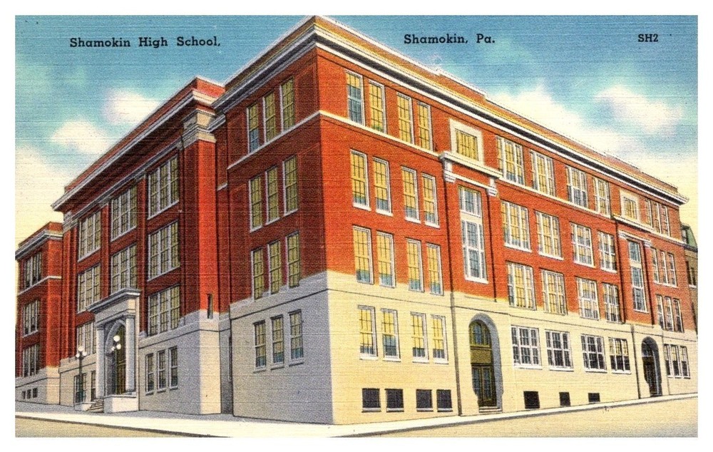 1940s Elevation of Shamokin High School Shamokin Pennsylvania Vintage Postcard