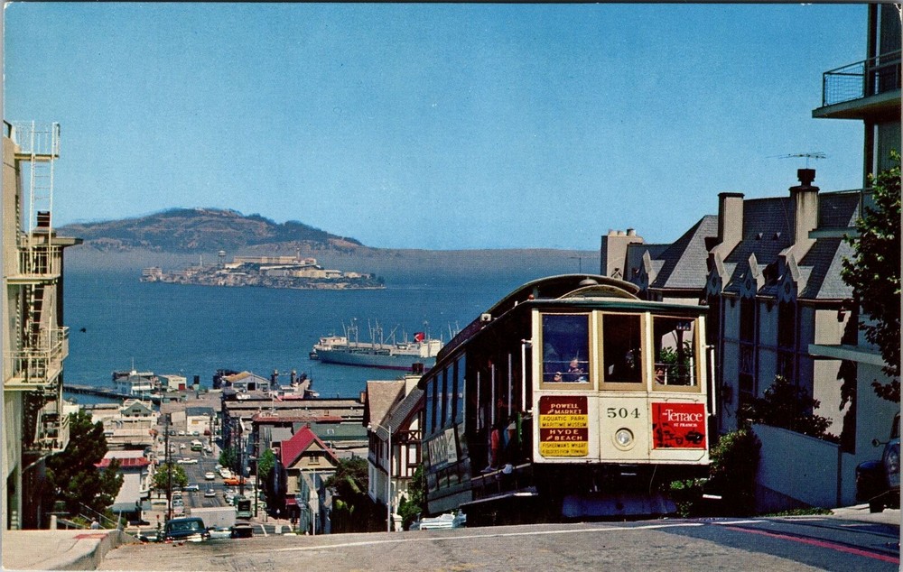 San Francisco CA-California, Cable Car, Hyde Street, Vintage Postcard