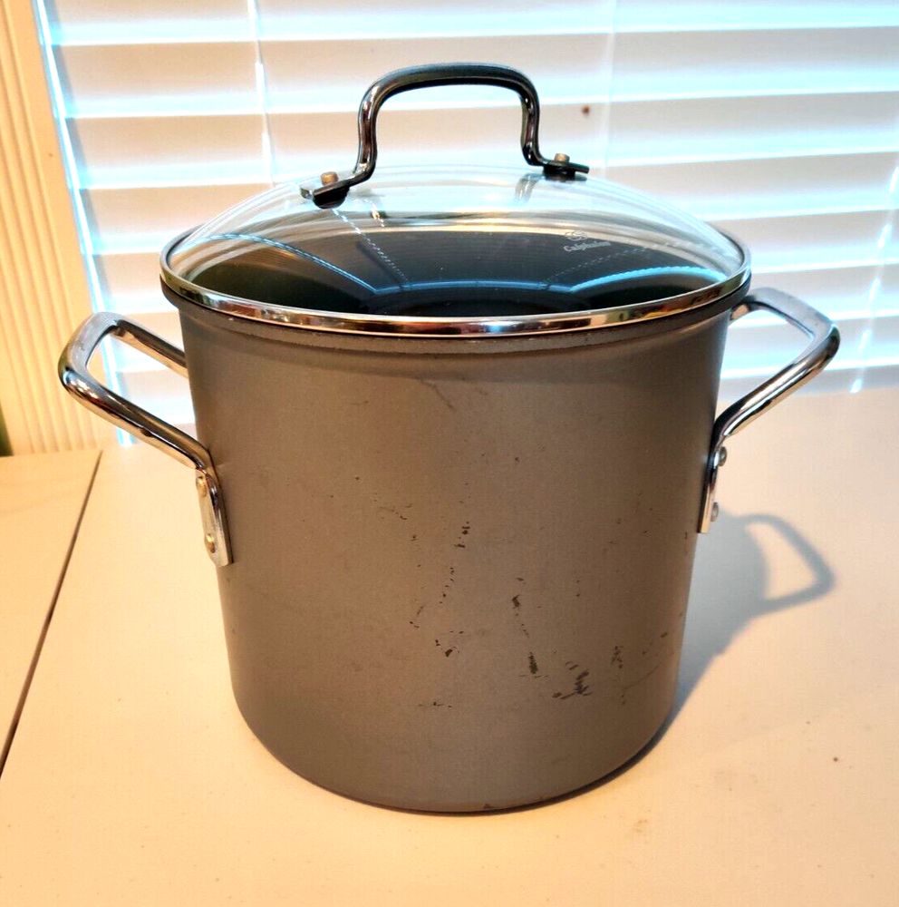 Calphalon Stock Pot 8 Quart with Glass Lid #808 Made USA Calphalon 8 Quart