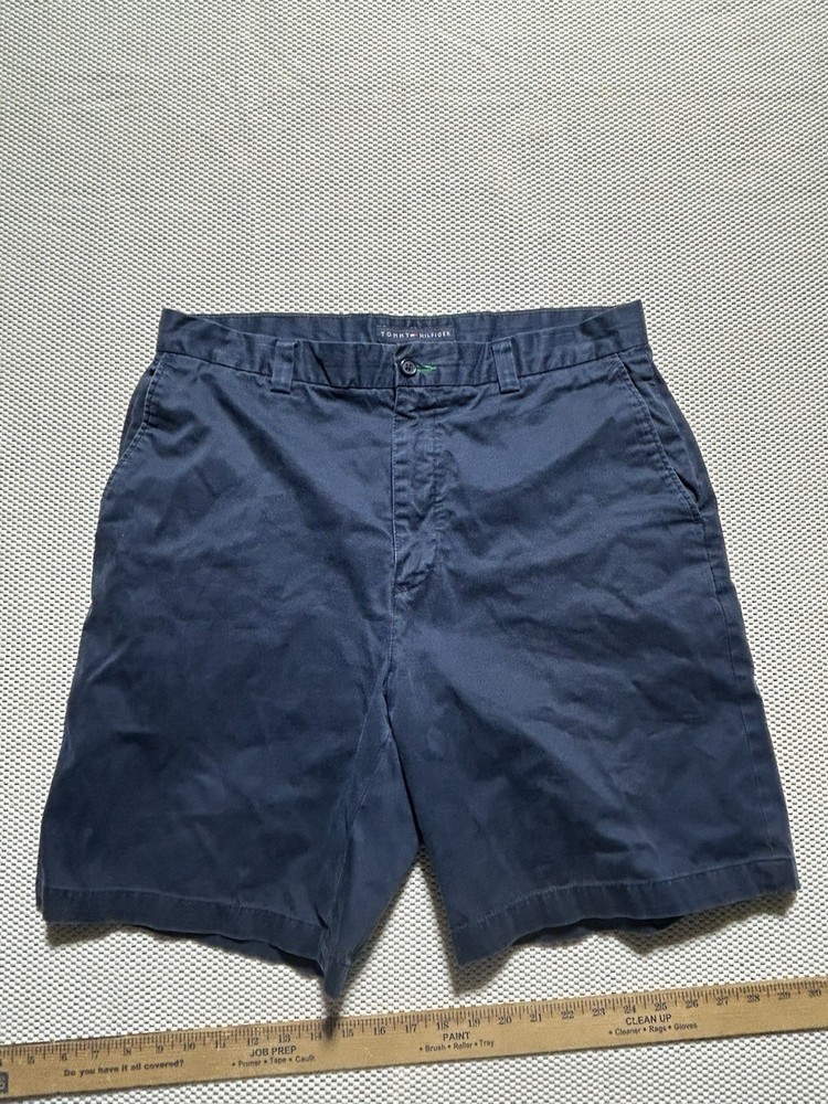 Tommy Hilfiger Mens Blue Chino Bermuda Shorts with Pockets Modern Fit Size 36