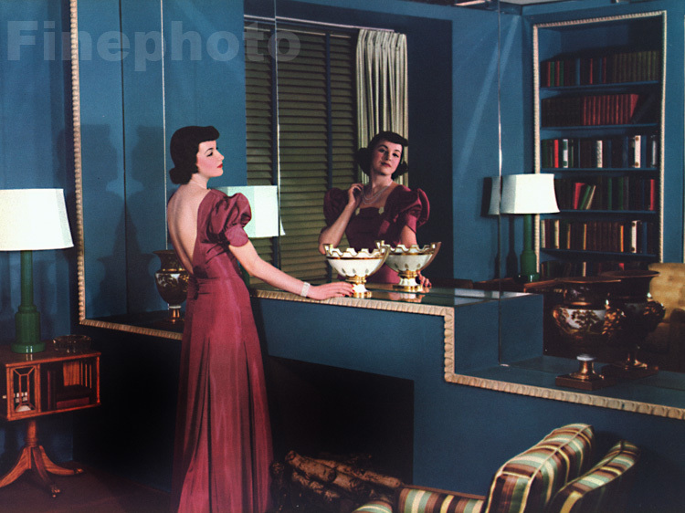 1937 Vintage LEJAREN HILLER Female Fashion Art Deco Early Color Photo Engraving