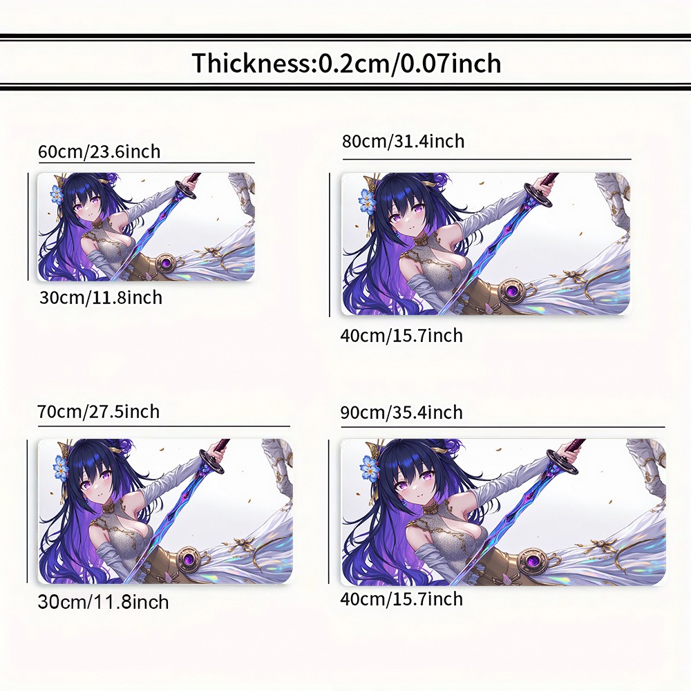 40*90cm1pc Anime Girl Gaming Mouse Pad - Large Desk Mat with Non-Slip Rubber Bas