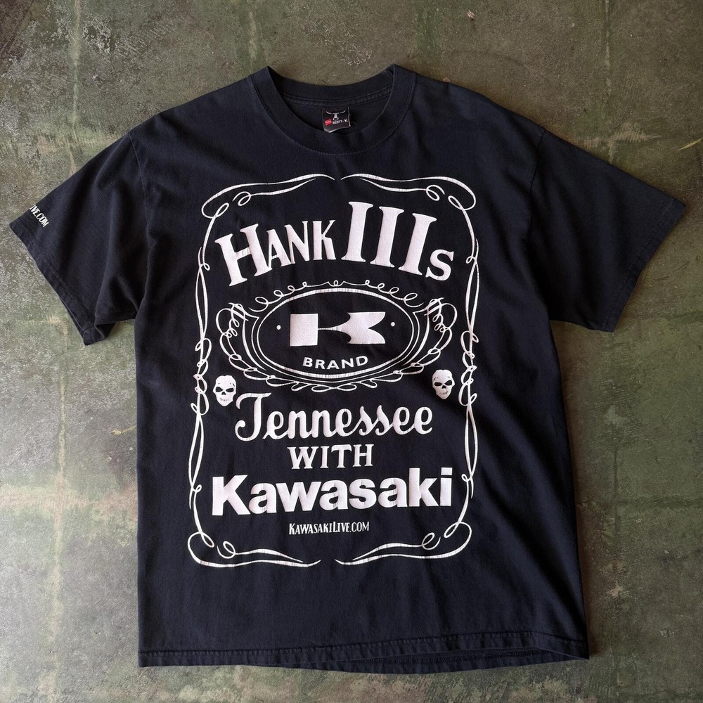 Vintage Hank Williams III Kawasaki Tennessee T Shirt Black Mens Large
