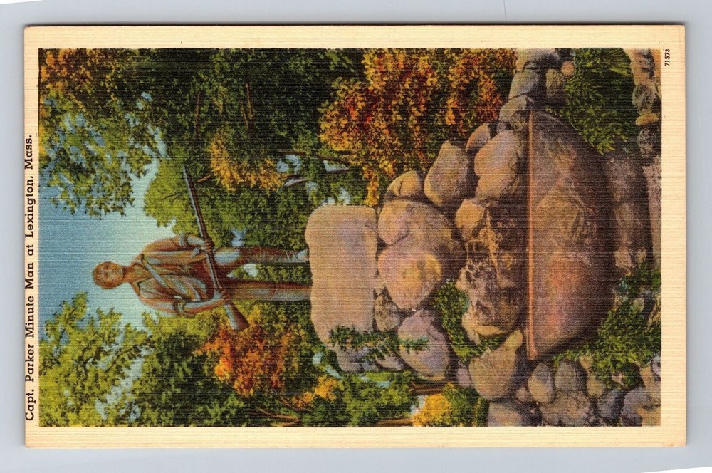 Lexington MA-Massachusetts, Capt. Parker Minute Man, Vintage Postcard