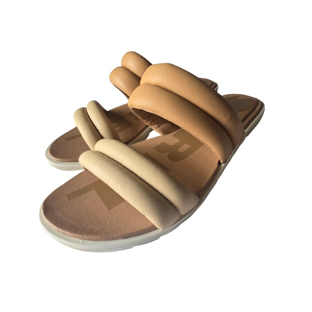 Sorel Ella II Puff Flat Sandal Women's Size 6 Preppy Tan Beige Summer Slide