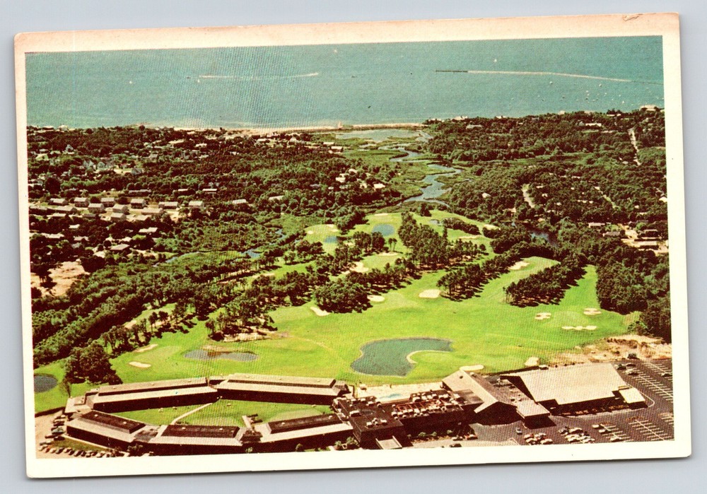 Hyannis Massachusetts~Dunfey Resort Birds Eye View~Golf Course~1950s Postcard