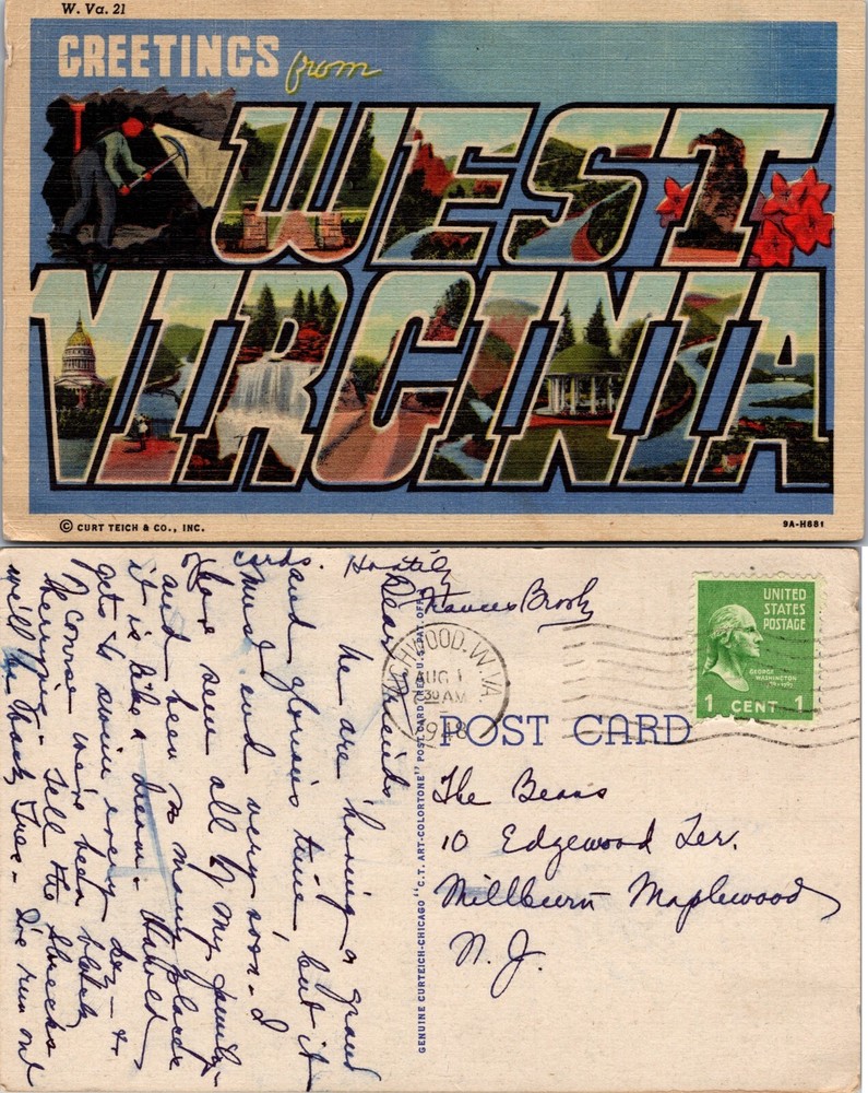Greetings from West Virginia Large Letter Postcard